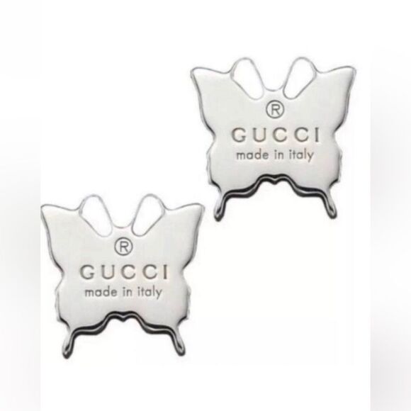 100% Authentic Gucci Butterfly Stud Sterling Silver Earrings - Picture 1 of 12